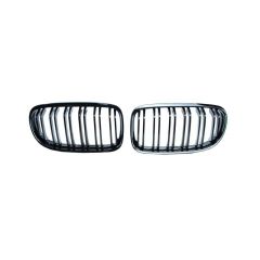 Kidney Grill Set in Gloss Black with Double Spokes for E90/E91 LCI BMW - Fits all LCI Models