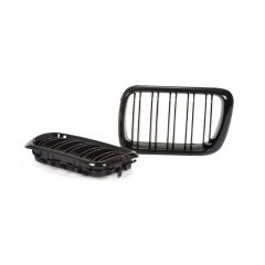 Kidney Grill Set in Gloss Black with Double Spokes for E36 BMW - Fits Facelift Models