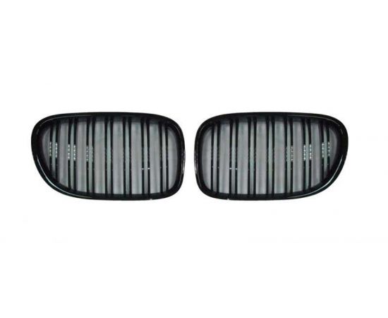 Kidney Grill Set in Gloss Black with Double Spokes for F01/F02/F04 - Fits all models