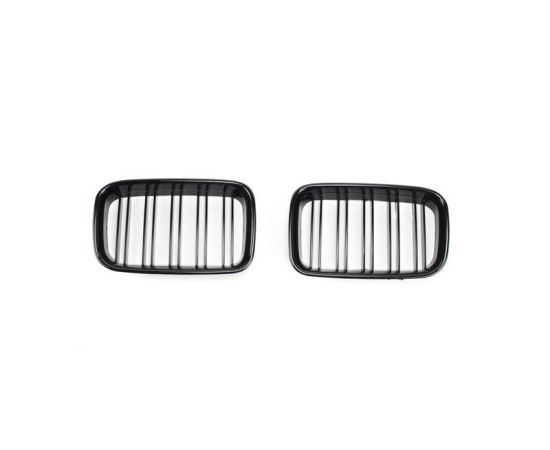 Kidney Grill Set in Gloss Black with Double Spokes for E36 BMW - Fits Pre-Facelift Models