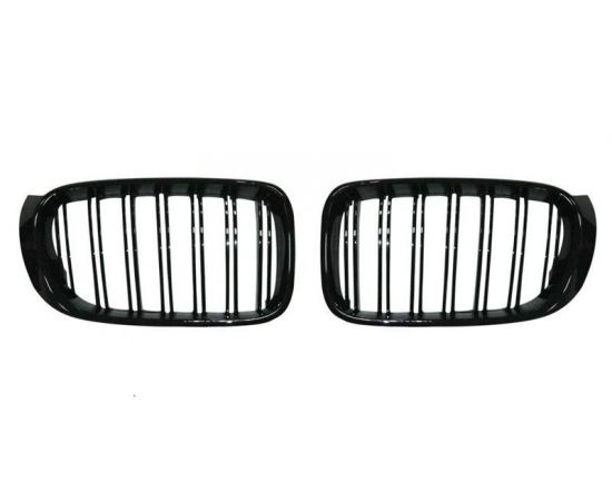 Kidney Grill Set in Gloss Black with Double Spokes for F25 X3 / F26 X4 - Fits all models